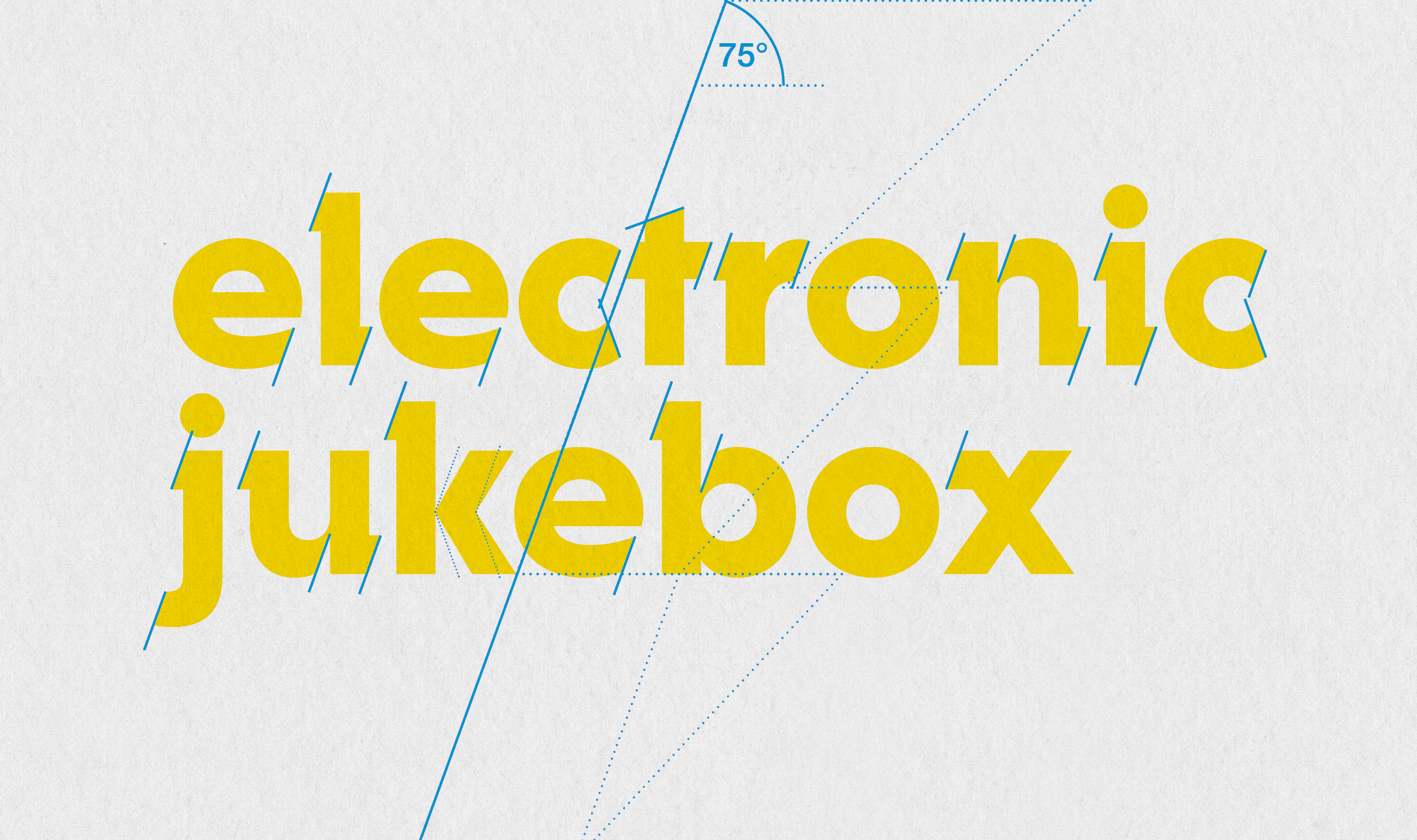 Elektronic Jukebox, Logoentwicklung, Corporate Design, Bildkonzept, Logo, Wortmarke, Typografie, Details, Winkel, Flash, Blitz, DJ, elektronische Musik