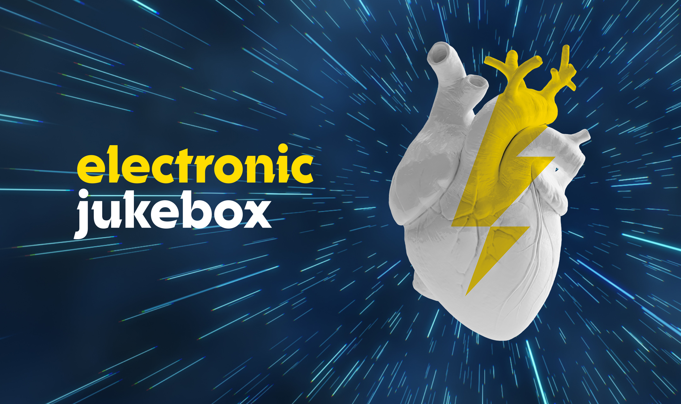 Elektronic Jukebox, Logoentwicklung, Corporate Design, Bildkonzept, Keyvisual, Flash, Blitz, DJ, elektronische Musik, Heartbeat Booster