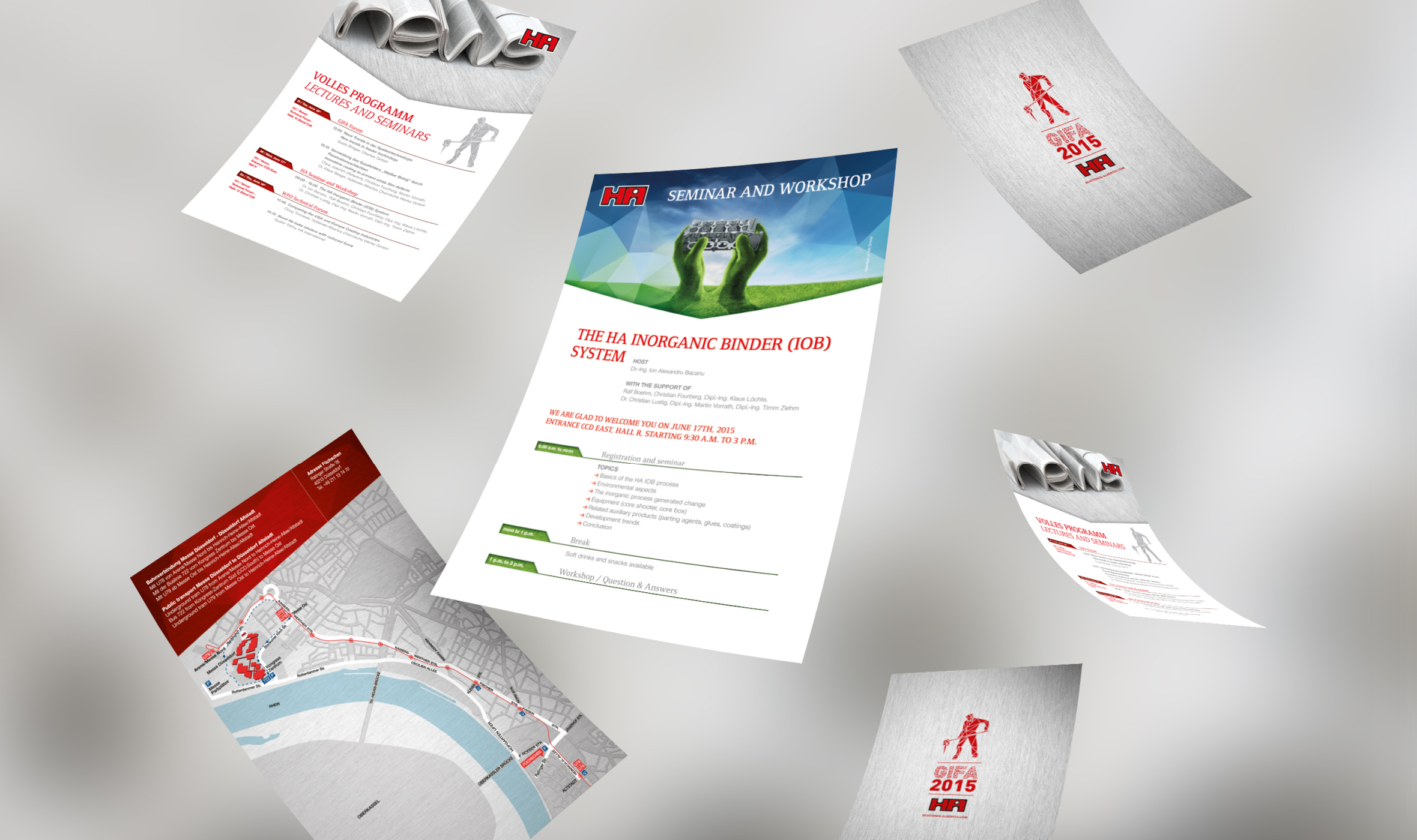 Hüttenes-Albertus Chemische Werke, HA Group, GIFA 2015, Giesserei Fachmesse, Messe, Trade Show, Kommunikation, Messestand Design, Low Poly, Flyer, Kommunikationsmittel Print