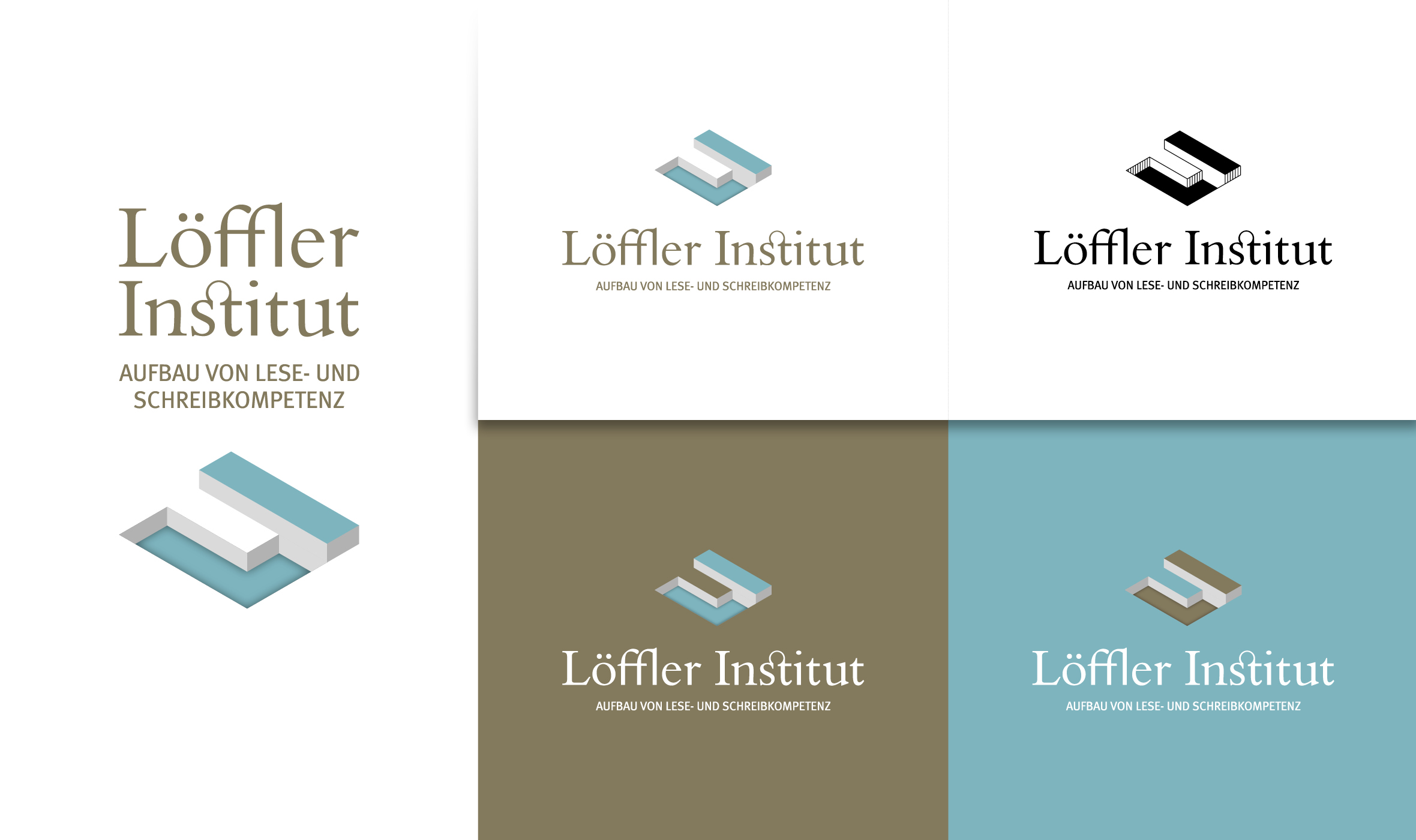 Löffler Institut, Aufbau von Lese- und Schreibkompetenz, Logoentwicklung, Corporate Design, Kommunikationskonzept, Logo, Wort-Bildmarke, Farbversionen, 